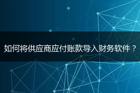 如何将供应商应付账款导入财务软件？