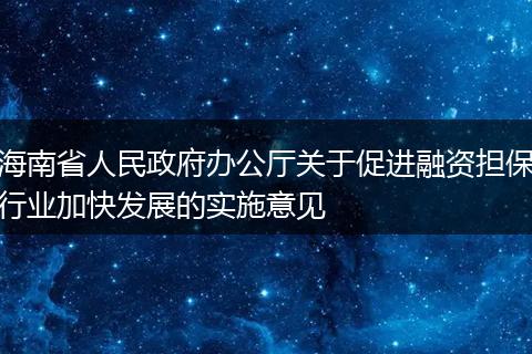 海南省人民政府办公厅关于促进融资担保行业加快发展的实施意见