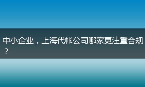 中小企业，上海代帐公司哪家更注重合规？
