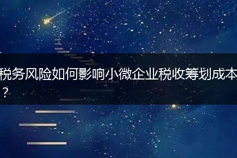 税务风险如何影响小微企业税收筹划成本？