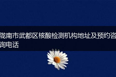 陇南市武都区核酸检测机构地址及预约咨询电话