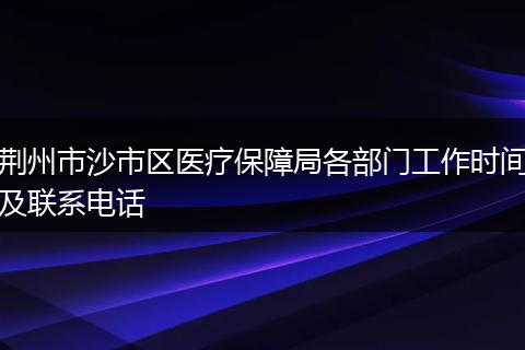 荆州市沙市区医疗保障局各部门工作时间及联系电话