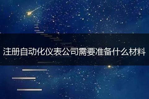 注册自动化仪表公司需要准备什么材料