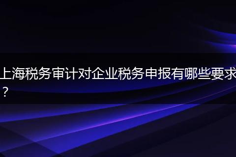 上海税务审计对企业税务申报有哪些要求？
