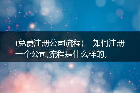 (免费注册公司流程)    如何注册一个公司,流程是什么样的。