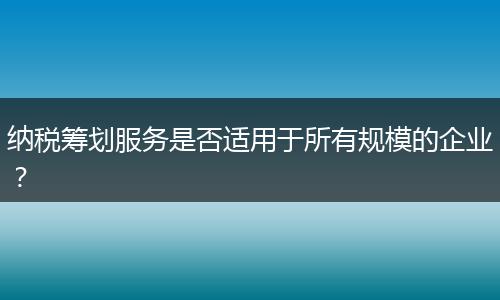 纳税筹划服务是否适用于所有规模的企业？