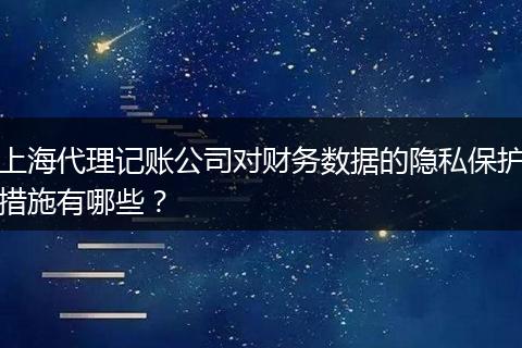 上海代理记账公司对财务数据的隐私保护措施有哪些？