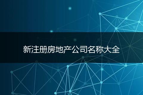 新注册房地产公司名称大全