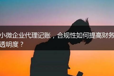 小微企业代理记账，合规性如何提高财务透明度？