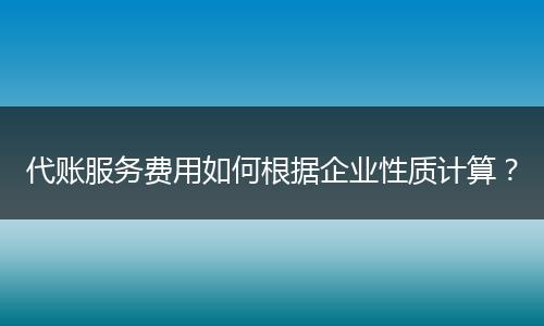 代账服务费用如何根据企业性质计算？