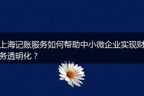 上海记账服务如何帮助中小微企业实现财务透明化？