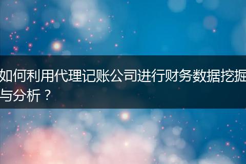 如何利用代理记账公司进行财务数据挖掘与分析？