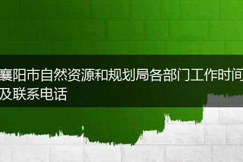 襄阳市自然资源和规划局各部门工作时间及联系电话