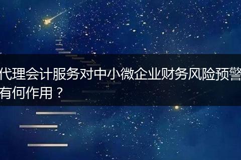 代理会计服务对中小微企业财务风险预警有何作用？