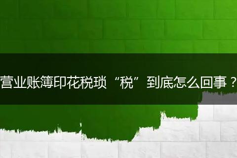 营业账簿印花税琐“税”到底怎么回事?