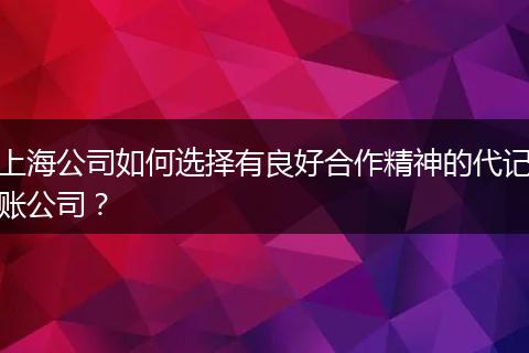 上海公司如何选择有良好合作精神的代记账公司？