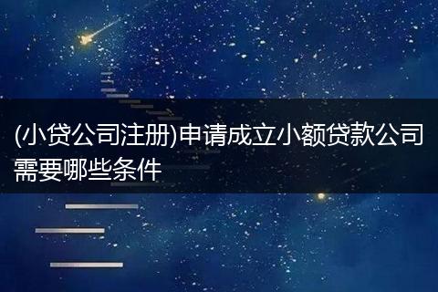(小贷公司注册)申请成立小额贷款公司需要哪些条件