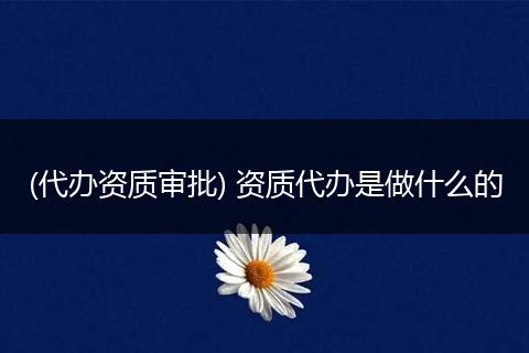 (代办资质审批) 资质代办是做什么的