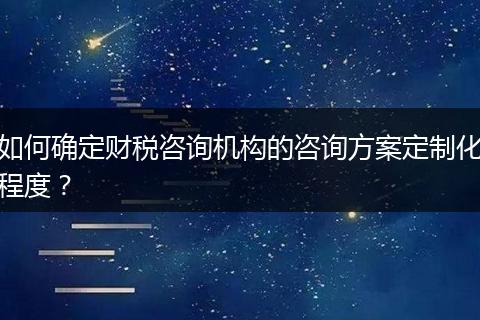 如何确定财税咨询机构的咨询方案定制化程度？
