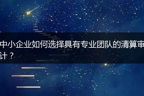中小企业如何选择具有专业团队的清算审计？