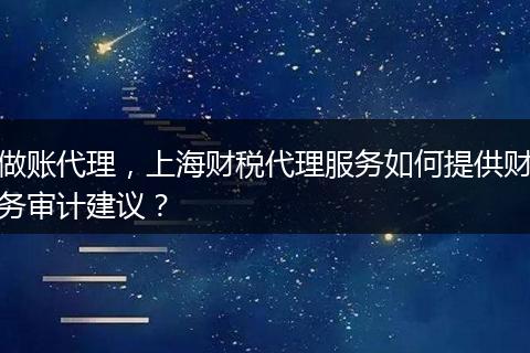 做账代理，上海财税代理服务如何提供财务审计建议？