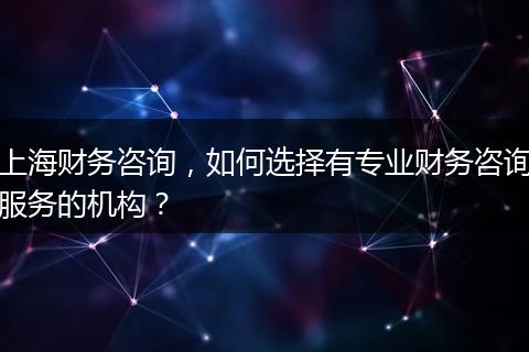 上海财务咨询，如何选择有专业财务咨询服务的机构？