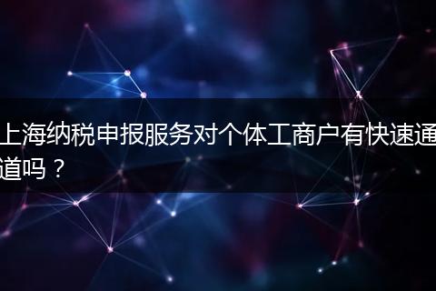 上海纳税申报服务对个体工商户有快速通道吗？