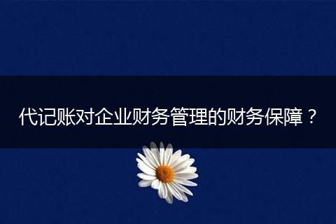 代记账对企业财务管理的财务保障？