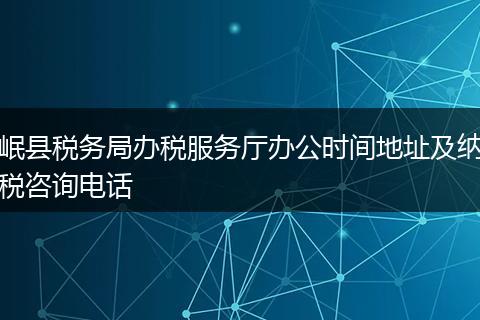 岷县税务局办税服务厅办公时间地址及纳税咨询电话