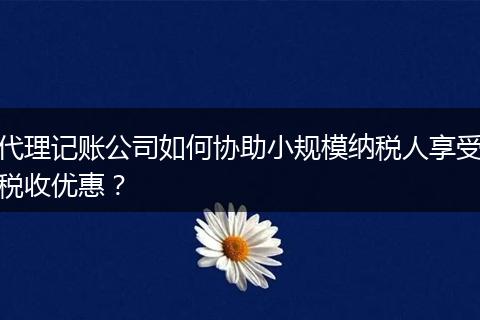 代理记账公司如何协助小规模纳税人享受税收优惠？