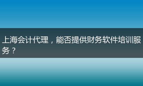 上海会计代理，能否提供财务软件培训服务？