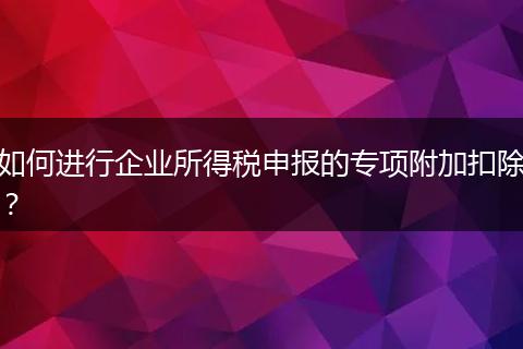如何进行企业所得税申报的专项附加扣除？
