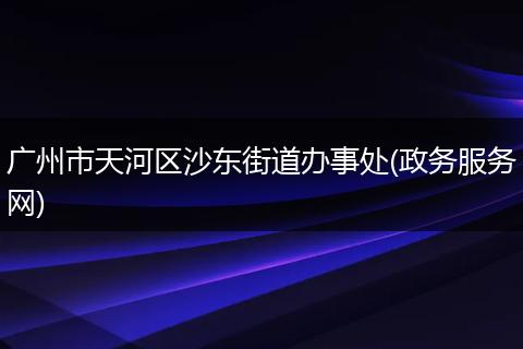 广州市天河区沙东街道办事处(政务服务网)