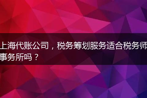 上海代账公司，税务筹划服务适合税务师事务所吗？
