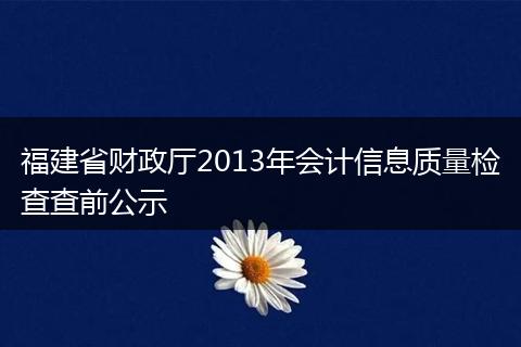 福建省财政厅2013年会计信息质量检查查前公示