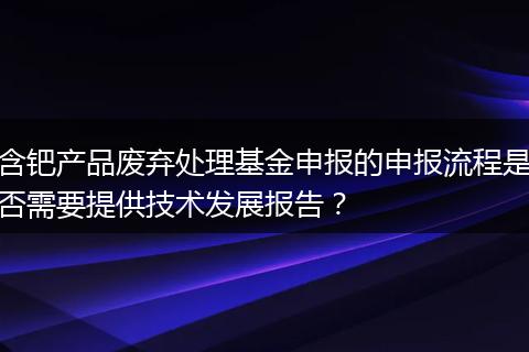 含钯产品废弃处理基金申报的申报流程是否需要提供技术发展报告？