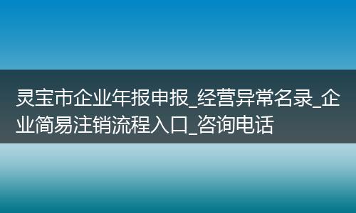 灵宝市企业年报申报_经营异常名录_企业简易注销流程入口_咨询电话