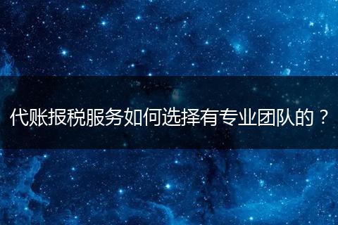 代账报税服务如何选择有专业团队的？