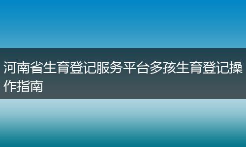 河南省生育登记服务平台多孩生育登记操作指南