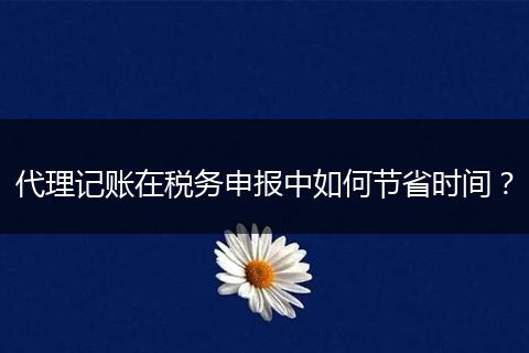 代理记账在税务申报中如何节省时间？