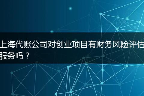 上海代账公司对创业项目有财务风险评估服务吗？