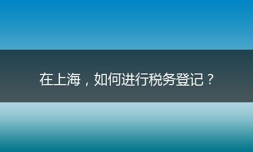 在上海，如何进行税务登记？