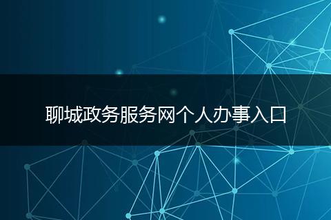 聊城政务服务网个人办事入口