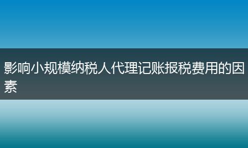 影响小规模纳税人代理记账报税费用的因素