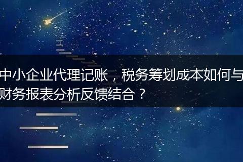 中小企业代理记账，税务筹划成本如何与财务报表分析反馈结合？