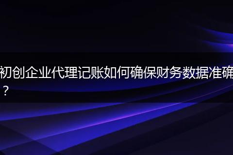 初创企业代理记账如何确保财务数据准确？