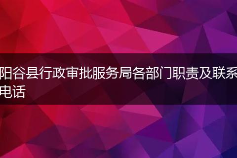 阳谷县行政审批服务局各部门职责及联系电话