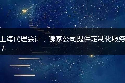 上海代理会计，哪家公司提供定制化服务？