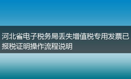 河北省电子税务局丢失增值税专用发票已报税证明操作流程说明