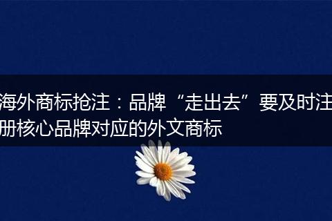 海外商标抢注：品牌“走出去”要及时注册核心品牌对应的外文商标